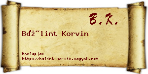 Bálint Korvin névjegykártya